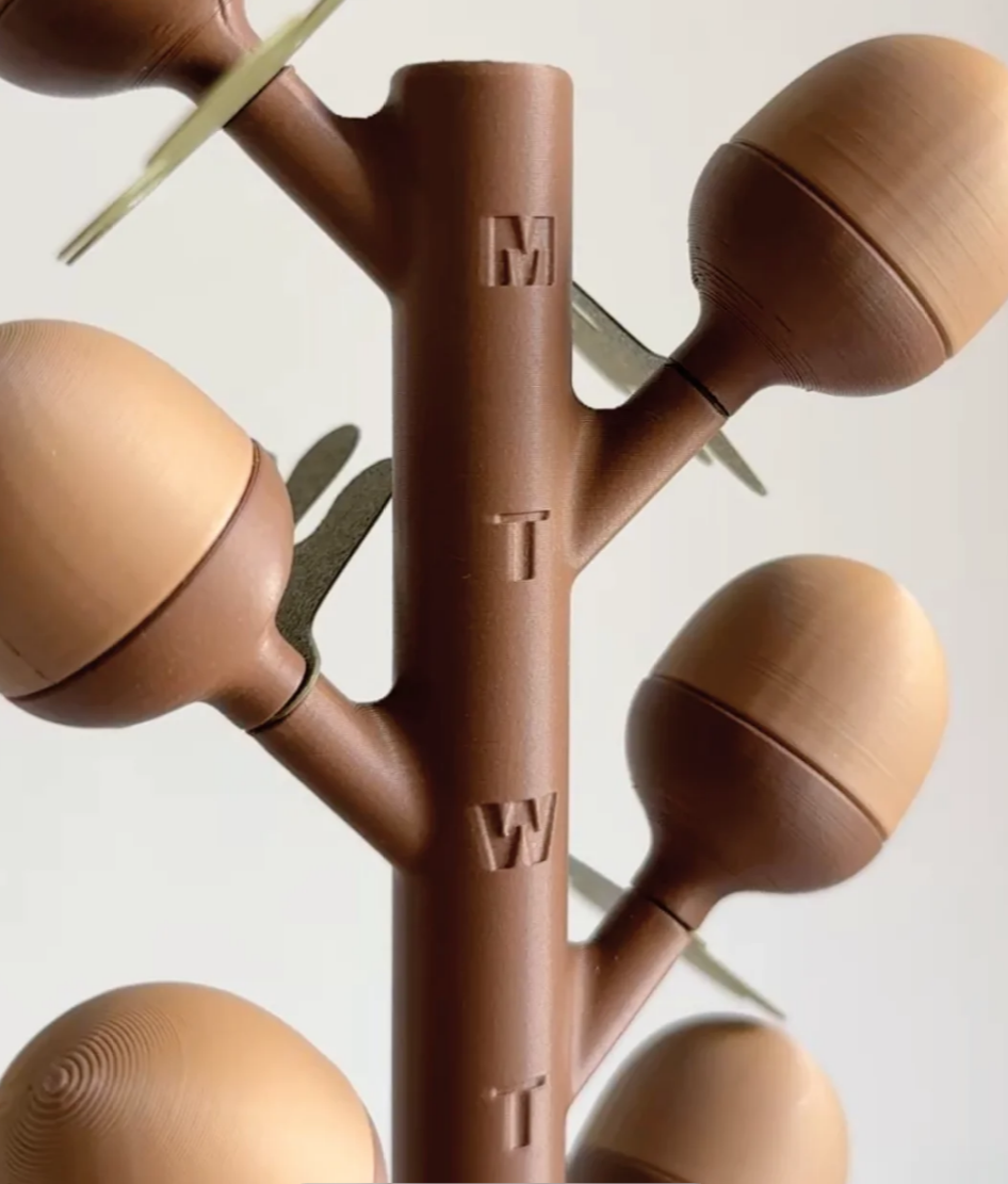 Oak Tree Weekly Pill Organizer, Acorn Pill Dispenser, 7 Day Medication Box, Decorative Vitamin Holder, 3D Printed Organizer