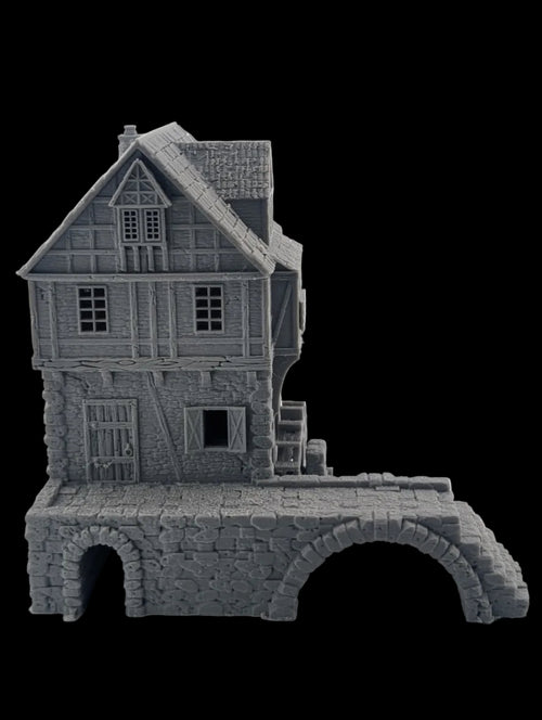 Model of a medieval-style house on a white background