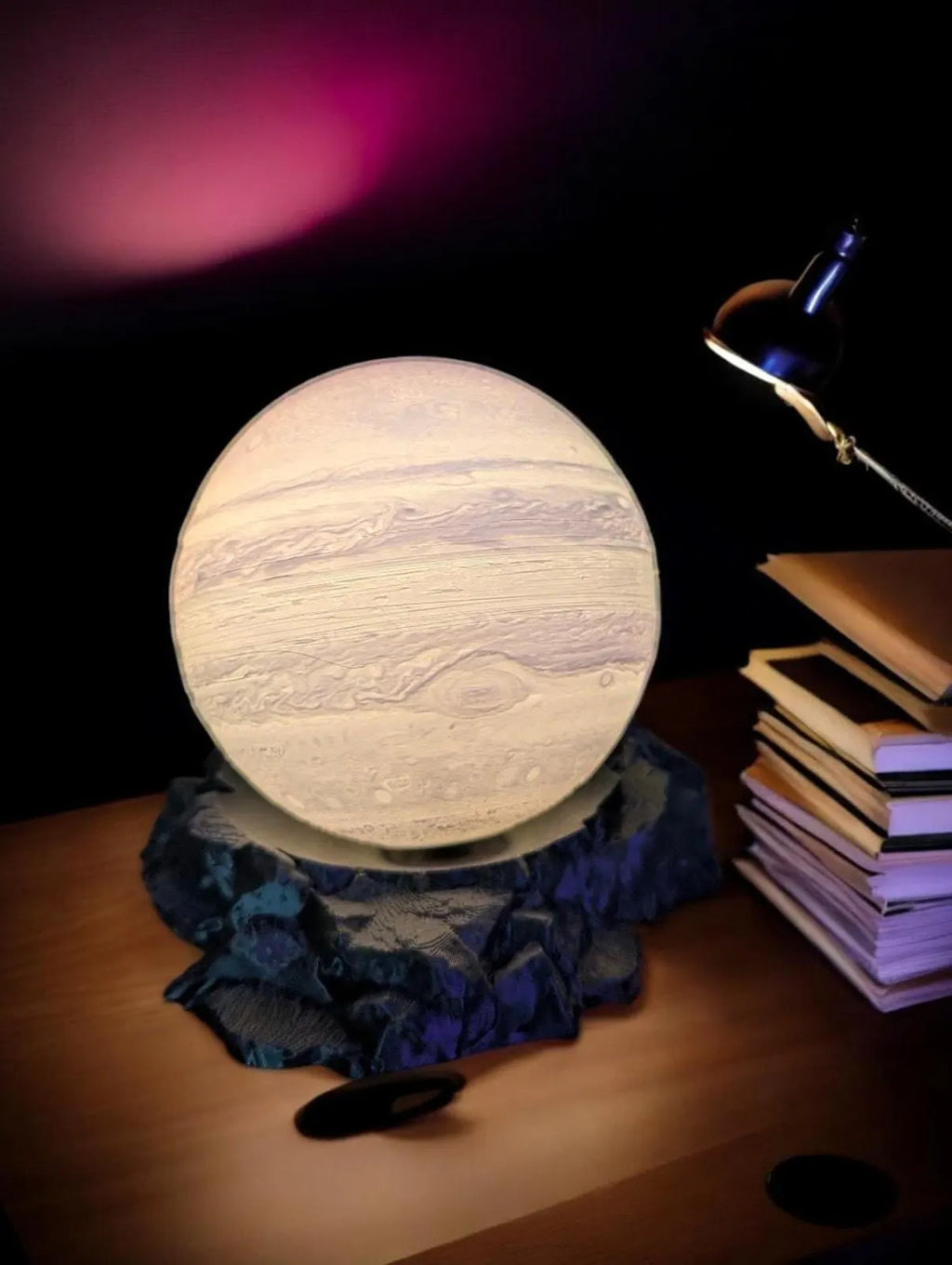 Planet lamp with color changing battery powered LEDs. Free base included!