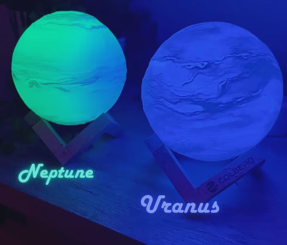Planet lamp with color changing battery powered LEDs. Free base included!
