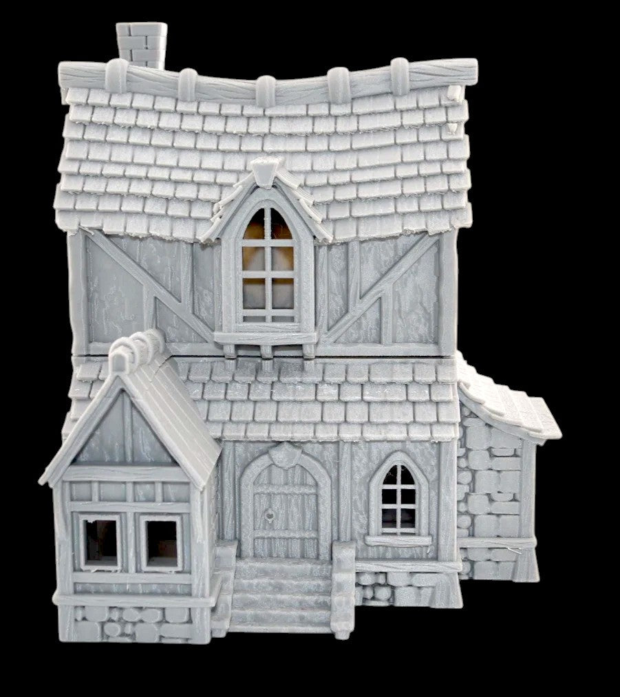 Medieval Tudor House 3D Printed Terrain 15mm-36mm | Fantasy Village Building | D&D, Warhammer, Tabletop RPG Scenery