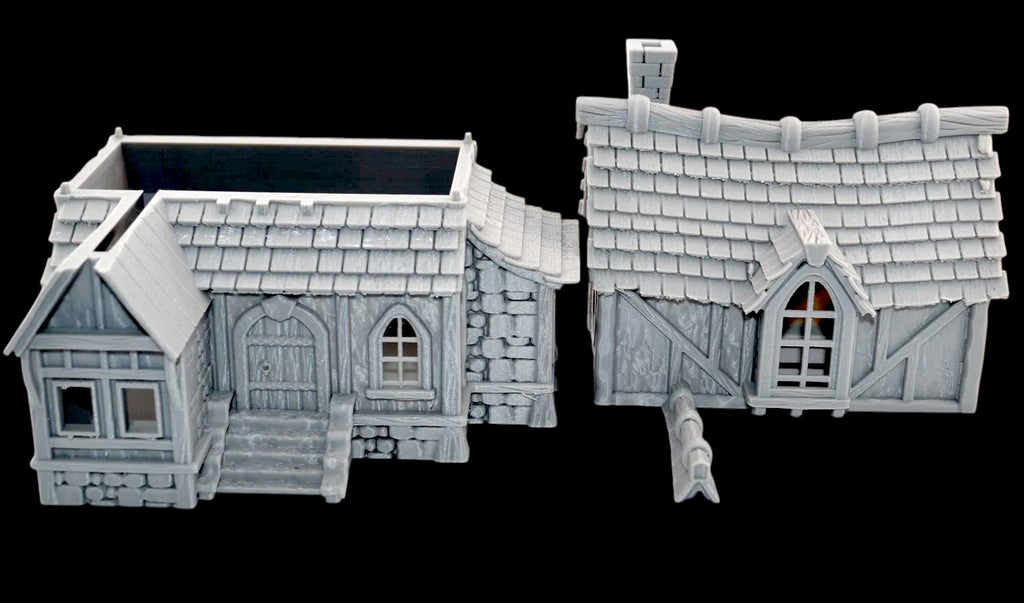 Medieval Tudor House 3D Printed Terrain 15mm-36mm | Fantasy Village Building | D&D, Warhammer, Tabletop RPG Scenery