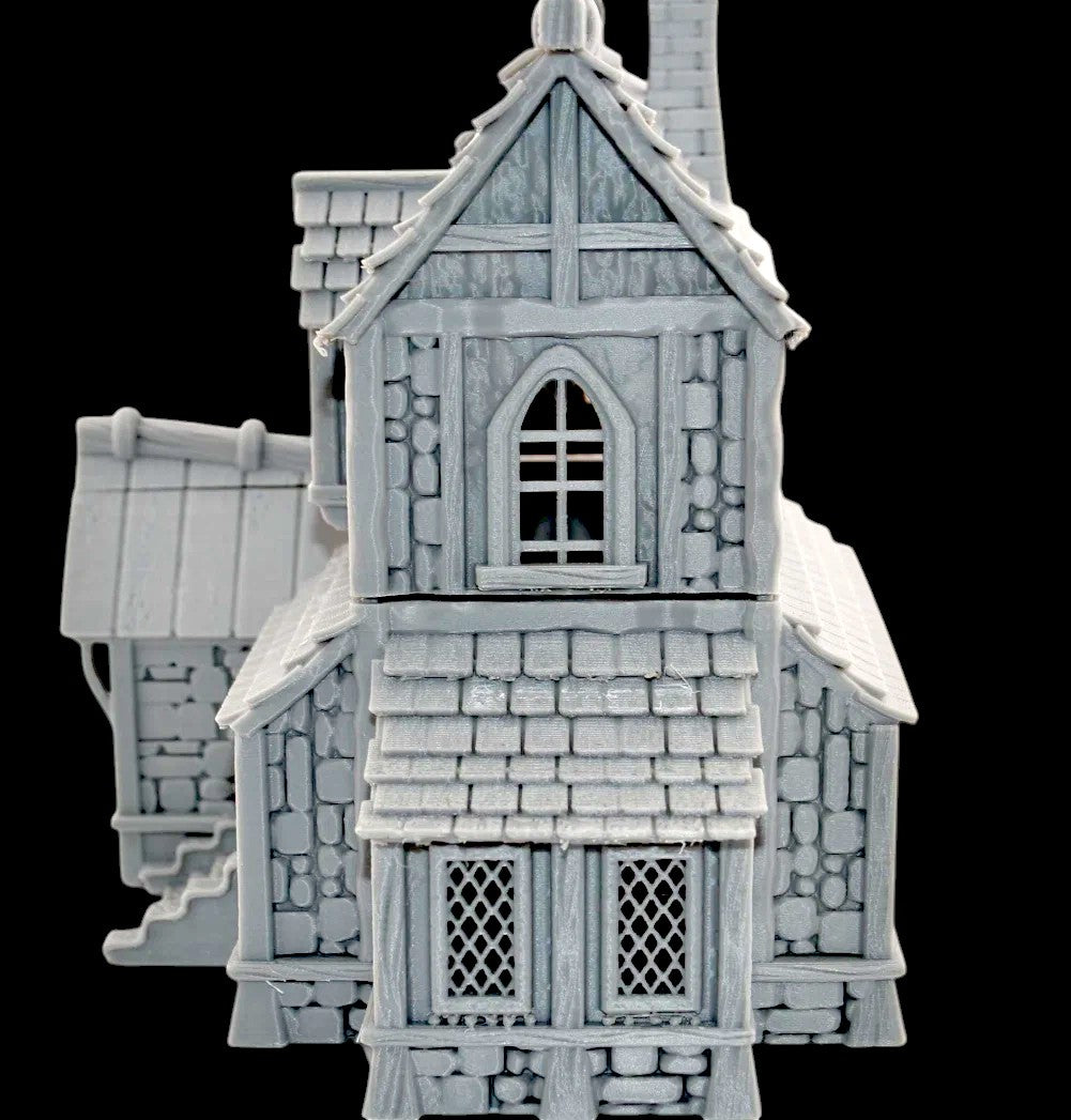 Medieval Tudor House 3D Printed Terrain 15mm-36mm | Fantasy Village Building | D&D, Warhammer, Tabletop RPG Scenery